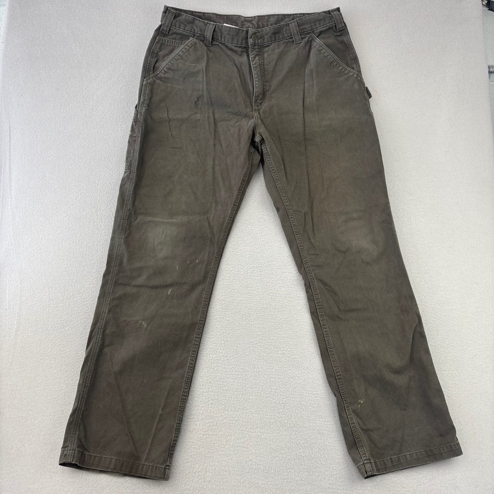 Carhartt Carpenter Pants B324 Mens 38x32 Brown Faded Distressed Canvas Workwear